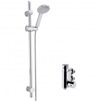 Nuie Vertical Thermostatic Bar Shower Valve with Water Saving Slider Rail Kit - Chrome