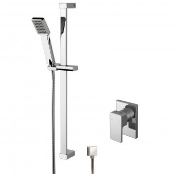 Nuie Windon Square Manual Concealed Shower Valve with Slider Rail Kit - Chrome