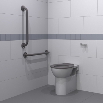 Nymas NymaPRO Back to Wall Ambulant Doc M Toilet Pack with Exposed Fixings - Grey