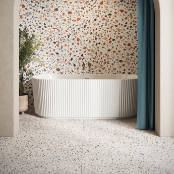 Orbit Labyrinth Fluted Back to Wall Bath 1700mm x 800mm - White (inc Leg Set)