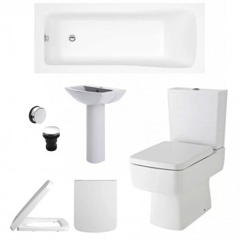 Bliss Complete Bathroom Suite with 1800mm x 800mm Square Single Ended Bath