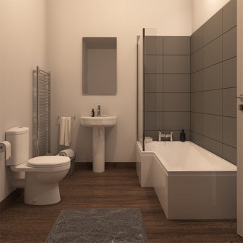 Ivo Modern Complete Bathroom Suite with L-Shaped Bath 1700mm - Left Handed