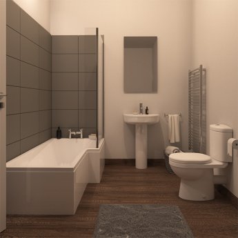 Ivo Modern Complete Bathroom Suite with L-Shaped Bath 1700mm - Right Handed