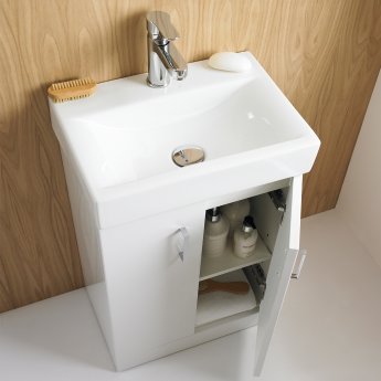 Nuie Mayford Floor Standing 2-Door Vanity Unit with Basin 450mm Wide - White