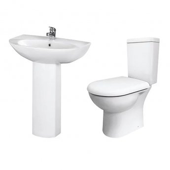 Nuie Knedlington Bathroom Suite with Close Coupled Toilet and Basin - 1 Tap Hole