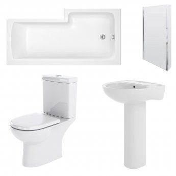 Nuie Lawton Complete Bathroom Suite with L-Shaped Shower Bath 1700mm - Left Handed