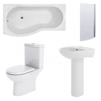 Nuie Lawton Complete Bathroom Suite with B-Shaped Shower Bath 1700mm - Left Handed