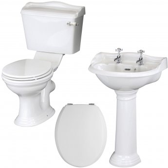 Nuie Ryther Traditional Bathroom Suite 500mm Basin - 2 Tap Hole