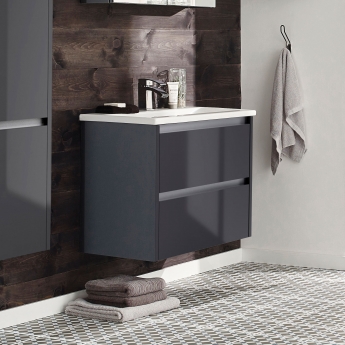 Prestige City 600mm 2-Drawer Wall Hung Vanity Unit