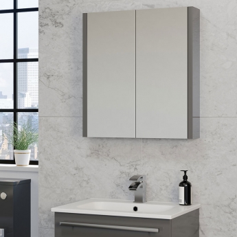 Prestige Purity Mirror Bathroom Cabinet 800mm Wide - Storm Grey Gloss