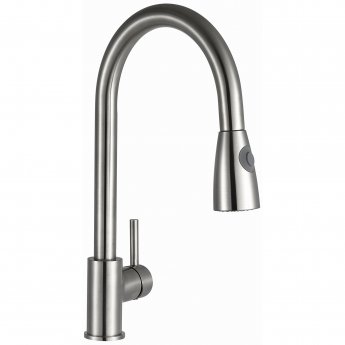 Prestige Kitchen Sink Mixer Tap With Pull Out Spray - Brushed Steel