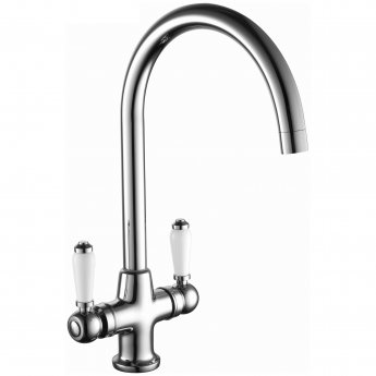 Prestige Traditional Mono Kitchen Sink Mixer Tap Dual Handle - Polished Chrome