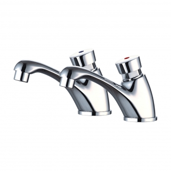 RAK Non Concussive Self Closing Basin Taps Pair - Chrome