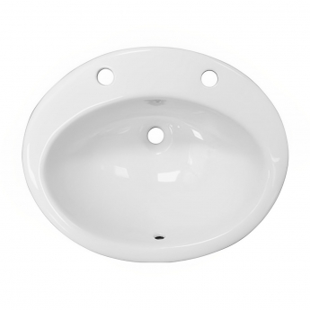 RAK Jessica Inset Countertop Basin 530mm Wide - 2 Tap Hole (inc Overflow)