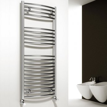 Reina Diva Curved Chrome 25mm Heated Ladder Towel Rail