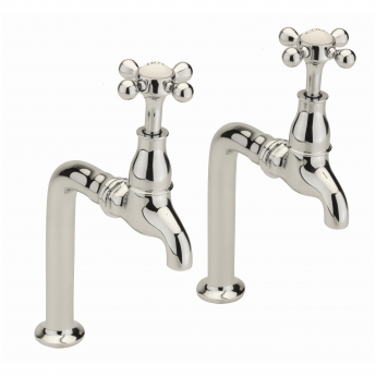 Sagittarius Kensington Crosshead Bib Taps Pair with Stands - Chrome/White