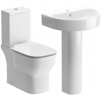 Signature Achilles Bathroom Suite Close Coupled Toilet and Basin 555mm - 1 Tap Hole