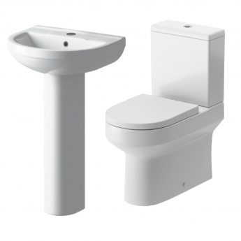 Signature Babylon Flush-to-Wall Bathroom Suite with Close Coupled Toilet and Basin 500mm - 1 Tap Hole