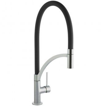 Prima Swan Neck Pull Out Single Lever Kitchen Sink Mixer Tap - Black