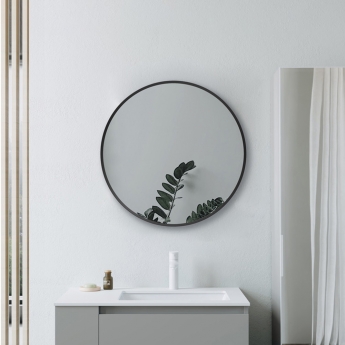 Signature Olivia Round Bathroom Mirror 500mm Diameter - Matt Black