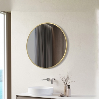 Signature Olivia Round Bathroom Mirror 500mm Diameter - Brushed Brass