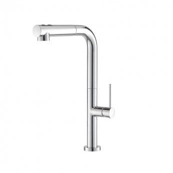 Prima+ Mosa Single Lever L-Shaped Tall Kitchen Sink Mixer Tap - Chrome