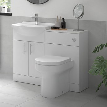 Signature Skyline Combination Unit with Ceramic Basin 1155mm Wide - White Gloss