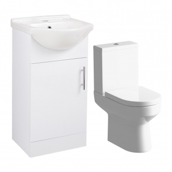 Signature Skyline Bathroom Suite with Floor Standing Vanity Unit 450mm Wide - 1 Tap Hole