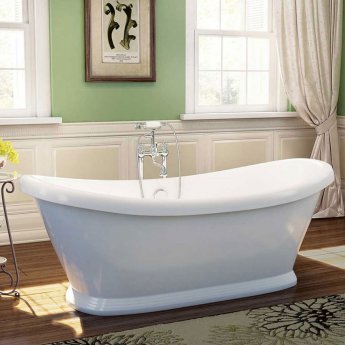 Delphi Boat Double Ended Freestanding Bath 1770mm x 785mm - 0 Tap Hole (inc Leg Set)