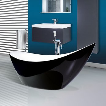 Delphi Double Ended Thin Edged Freestanding Slipper Bath 1750mm x 730mm Black - 0 Tap Hole