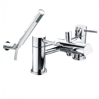 Delphi Grove Bath Shower Mixer Tap with Shower Kit Pillar Mounted - Chrome