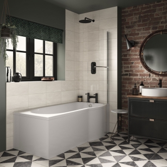 Trojan Concert P-Shaped Shower Bath 1675mm x 750mm/850mm Left Handed - No Tap Hole