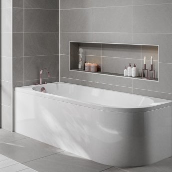 Trojan J Shaped Single Ended Bath 1700mm x 750mm Left Handed - No Tap Hole (inc Leg Set)