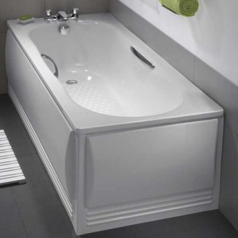 Twyford Celtic Single Ended Rectangular Antislip Bath with Grips and Legs 1700mm x 700mm 2 Tap Hole