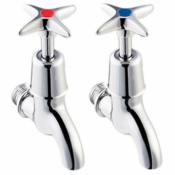 Twyford Sola 1/2 Cross Head Basin Bib Taps Pair Chrome