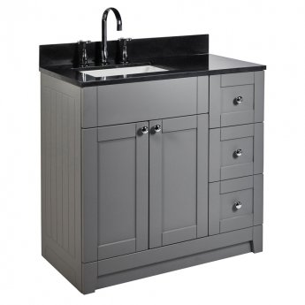 Verona Holborn Floorstanding Vanity Unit with Basin and Black Worktop 900mm Wide - Dust Grey