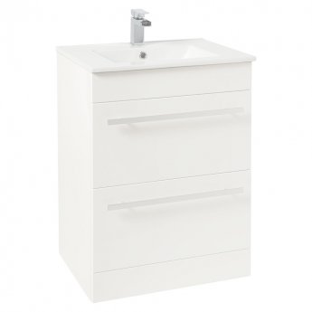 Verona Trevi Floor Standing Vanity Unit with Basin 600mm Wide White 1 Tap Hole