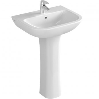 Vitra S20 Cloakroom Basin and Full Pedestal 500mm Wide 1 Tap Hole