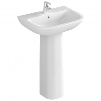 Vitra S20 Wash Basin and Full Pedestal 600mm Wide 1 Tap Hole