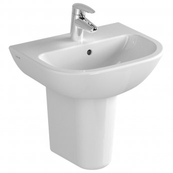 Vitra S20 Cloakroom Basin and Small Semi Pedestal 450mm Wide 1 Tap Hole