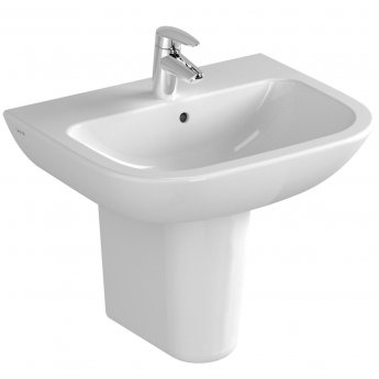 Vitra S20 Cloakroom Basin and Large Semi Pedestal 500mm Wide 1 Tap Hole